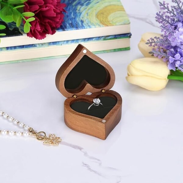 Personalized Heart-Shaped Wooden Ring Box