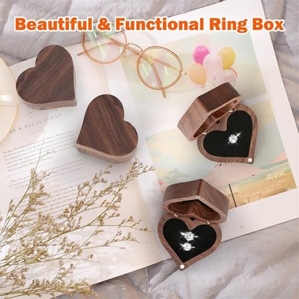 Personalized Heart-Shaped Wooden Ring Box